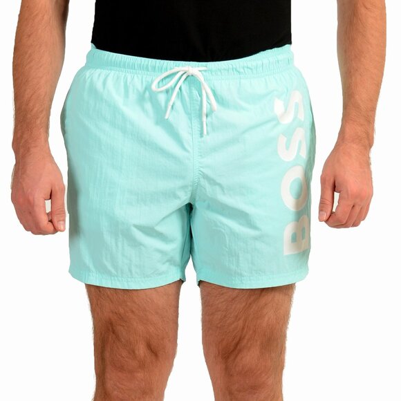 Hugo Boss Men's "Octopus" Blue Logo Print Swim Board Shorts US S IT 48 - Picture 1 of 6